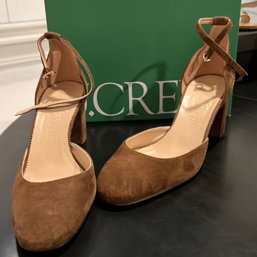 JCrew Maisie ankle-strap heels in Italian suede. New!